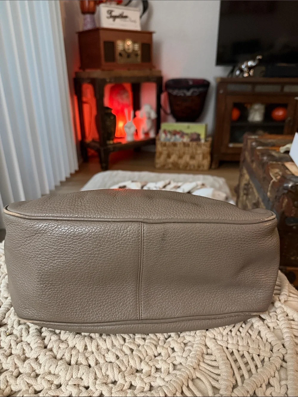 Furla Pebbled Leather Taupe Hobo Bag